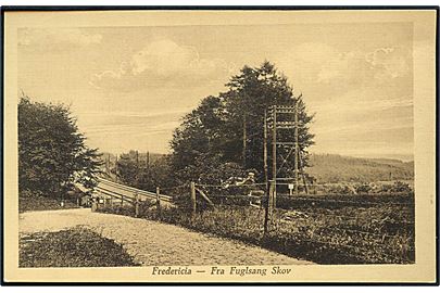 Fredericia. Fra Fuglsang Skov med Jernbane spor. J. A. F. no. 602. 