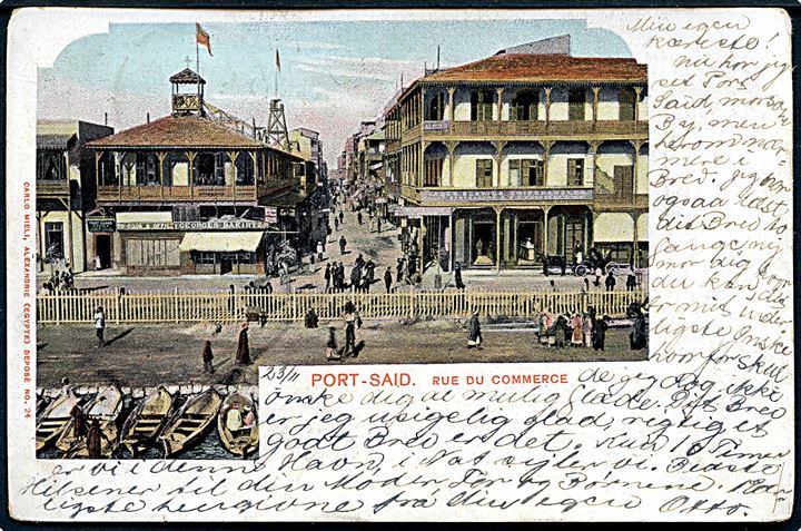Port Said, Rue du Commerce. Anvendt fra Port Said 1905 til København.