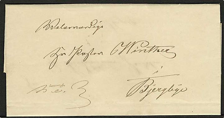 1857. Ufrankeret tjenestebrev fra Antvorskov Birk i Slagelse d. 8.1.1857 til Bjergbye