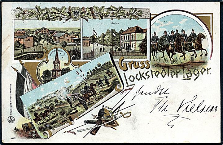 Lockstedter Lager, Gruss aus med soldater. Glückstadt & Münden no. 4937.