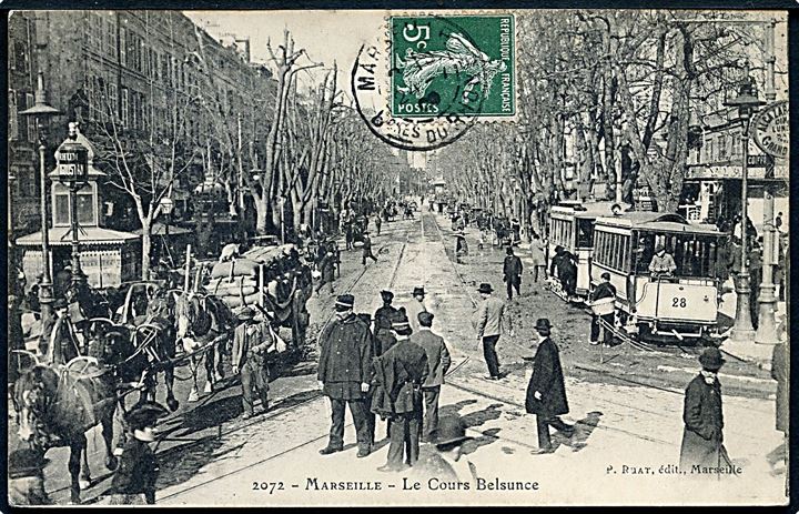 Marseille, La Cours Belsunce med sporvogn. No. 2072.