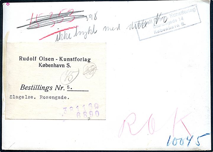 Slagelse, Rosengade. Fotografi 13x18 cm. Forlæg til fremstilling af postkort fra Rudolf Olsens Kunstforlag. 