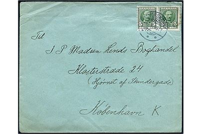 5 øre Fr. VIII i parstykke på brev annulleret med brotype Ig Thorshavn d. 16.3.1912 til København.