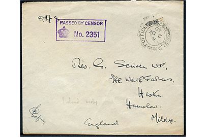 Ufrankeret O.A.S. feltpostbrev stemplet Field Post Office 2 (= Reykjavik, Island) d. 2.12.1940 til England. Violet unit censir No. 2351.