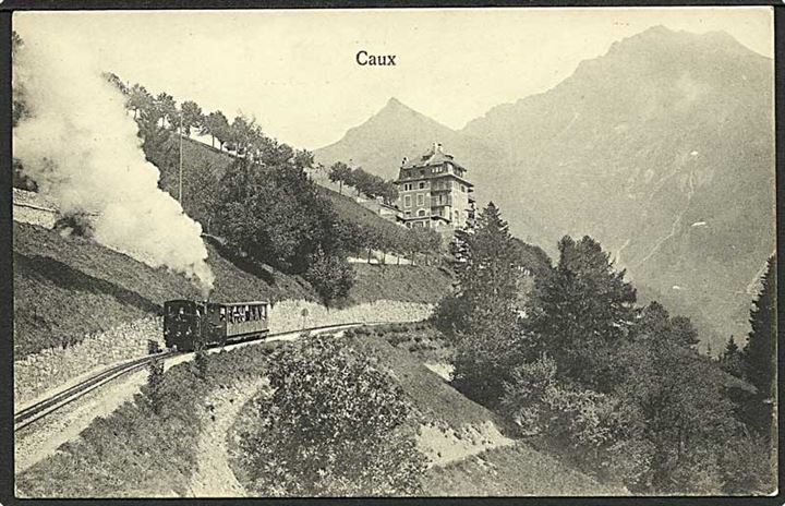 Tog paa vej ved Caux, Schweiz. M. Fréres no. 287.