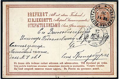 16 pen helsagsbrevkort stemplet Helsingfors Poststation d. 28.11.1878 til St. Petersborg, Rusland. Svag lodret fold.