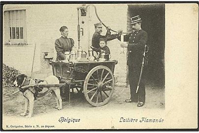 Flamsk hundetrukket mælkevogn fra Belgien. E. Grégoire serie 2 no. 10.