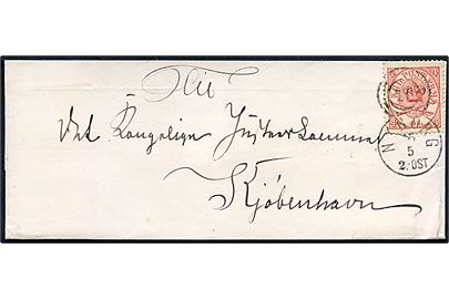 4 sk. Krone/Scepter på brev annulleret med lapidar kombineret nr.stempel 46/Nyborg d. 15.5.18xx til Kjøbenhavn.