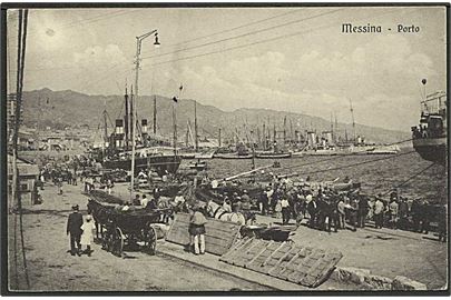 Havneparti fra Messina, Italien. M. Sante no. 029091.