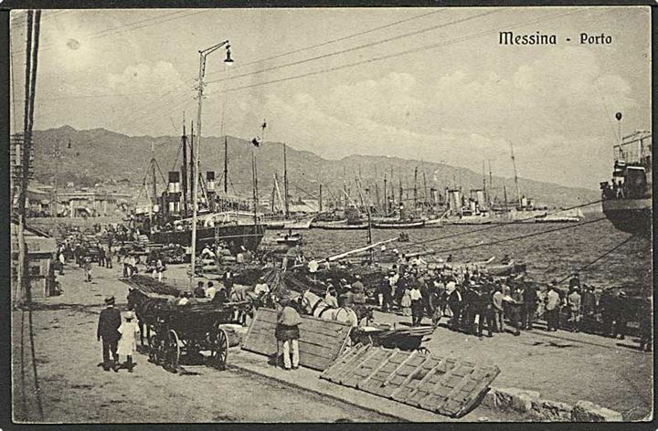 Havneparti fra Messina, Italien. M. Sante no. 029091.