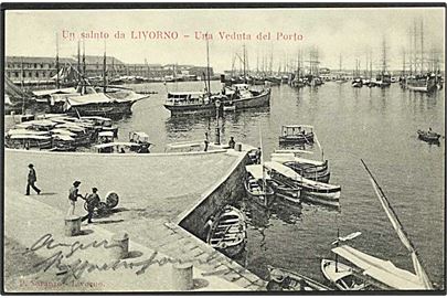 Havneparti fra Livorno, Italien. No. 903.