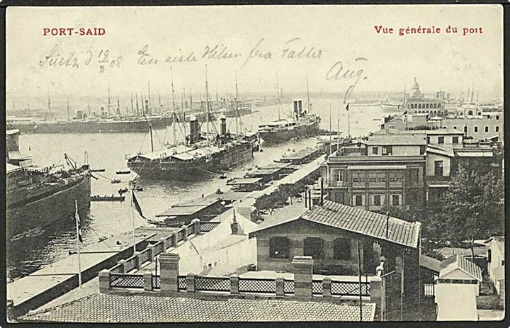 Havneparti fra Port-Said, Egypten. D.L. no. 8188.