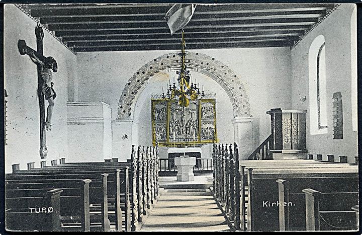 Thurø Kirke indvendig. Stenders no. 7349. 