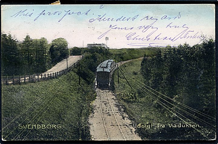 Svendborg, damplokomotiv ved viadukten. Stenders no. 7358.