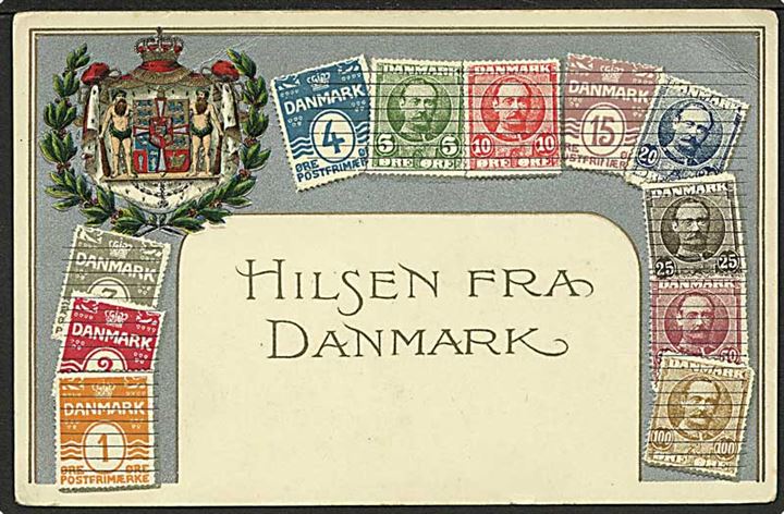 Frimærkekort med danske frimærker. V. Müller no. 7891.