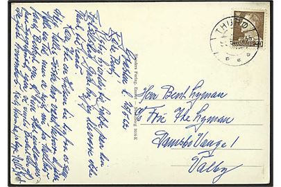 20 øre Fr. IX på brevkort på brevkort annulleret med brotype IId stempel 5.5.1962 til Valby.