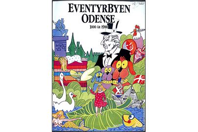 Bjørnsen: Eventyrbyen Odense 1000 år 1988. Kerteminde Tryk u/no. Serie med 3 tegnede kort i overformat.