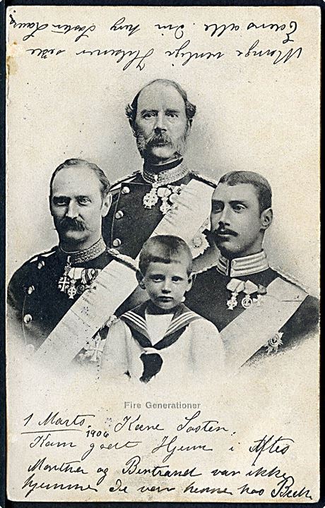 Fire generationer med kongefamilien. Stenders no. 1087. 