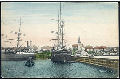 Rønne, havnen med store sejlskibe. A. Vincent 