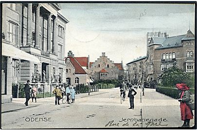 Odense, Jernbanegade. Stenders no. 8963. Afrevet frimærke.