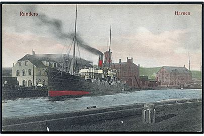 Randers, havnen med dampskibet S/S Niels Brock. J.M.J. no. 122.