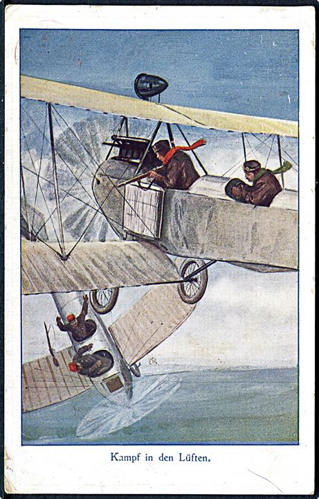 Luftkamp under 1. verdenskrig. Anvendt som ufrankeret feltpost fra Berlin 1916.