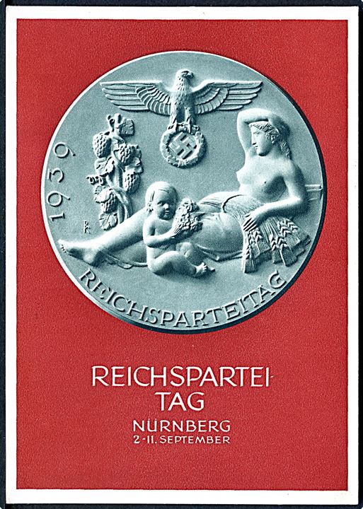 Reichsparteitag Nürnberg 1939. 6 pfg. illustreret helsagsbrevkort.