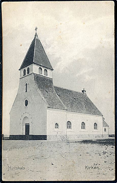 5 øre Fr. VIII på brevkort (Hirtshals kirke) annulleret med stjernestempel HIRTSHALS og sidestemplet Hjørring d. 23.12.1909 til Gørlev.