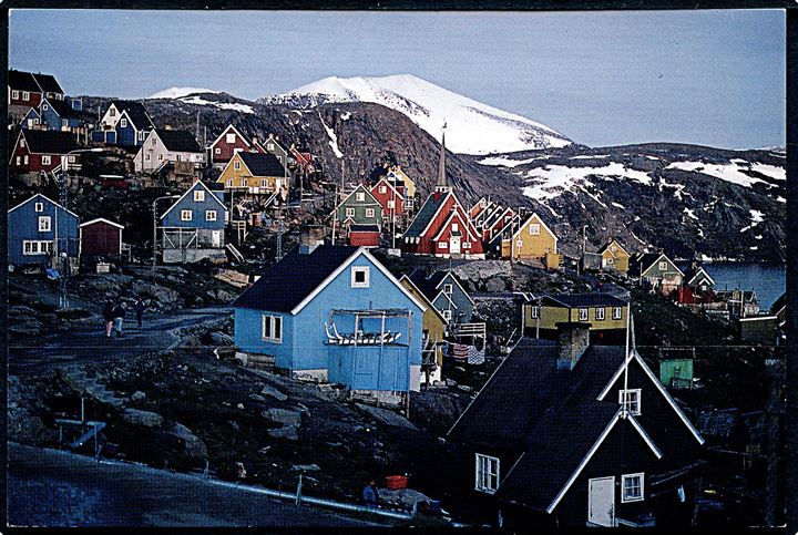 Grønland. Natstemning fra en mindre by. Grønlands Agenten no. GA 4. 