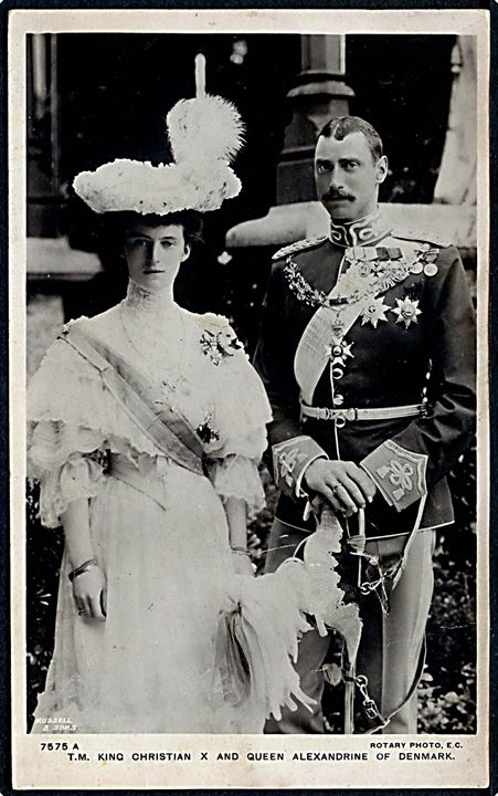 Regentparret kong Chr. X og dronning Alexandrine. Tidligt billede. Rotary Photo no. 7575A.