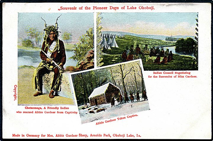 Souvenir of the Pioneer Days of Lake Okoboji. Indianer. Mrs. Abbie Gardner u/no. 