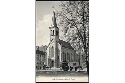 Genéve. Eglise St. Joseph. Med sporvogn. J. J. no. 231. 