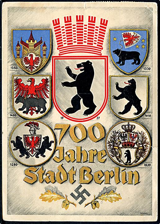 Berlin 700 år byjubilæum. Officielt festpostkort.