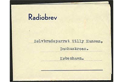 Radiobrev formular K.1345.4.50.20000. Form. 446 anvendt i 1951 i forbindelse med festlighed på Damhuskroen i København.