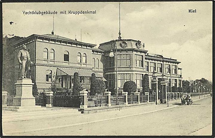 Yachrklubbensbygning med statuen af Krupp i Kiel, Tyskland. W.J. u/no.