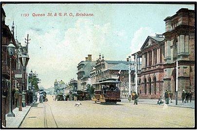 Australien, Brisbane, Queen St. & G.P.O. med sporvogn.