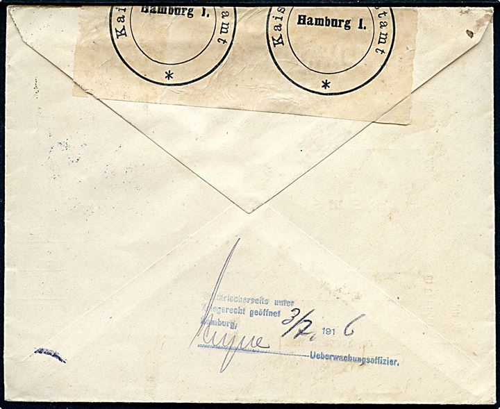 20 øre Chr. X på fortrykt tysk feltpostkuvert stemplet Skodsborg d. 29.6.1916 til militæradresse i Tyskland. Åbnet af tysk censur i Hamburg.