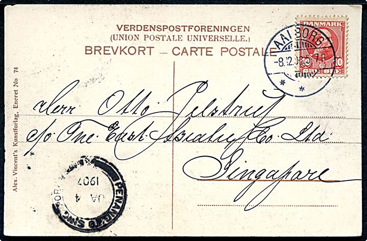A. Vincent serie 74: “Ti kroner”. Anvendt til Singapore 1906. Kvalitet 8