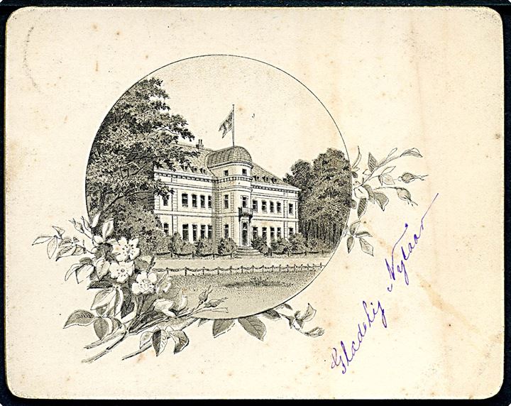 Gentofte, Bernstorff Slot. Kartonkort anvendt som nytårs hilsen d. 31.12.1891. U/no. Kvalitet 7