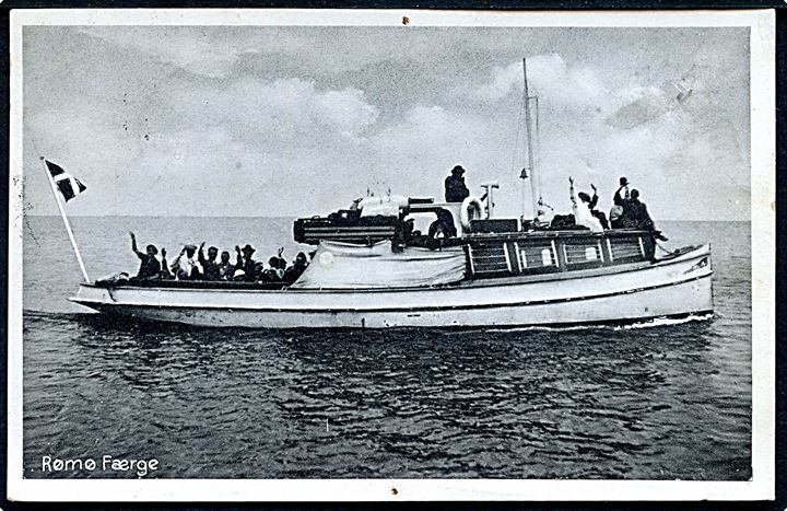 “Rømø”, motorbåd. Færge mellem Ballum Sluse og Rømø. Stenders no. 71042. 2 nålehuller. Kvalitet 6