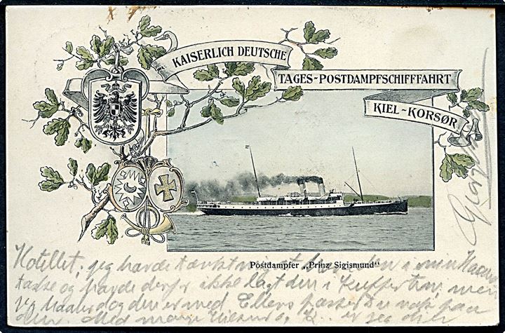 Tyskland. “Prinz Sigismund”, postdamper Kiel-Korsør. Meisenbach Riffarth & Co. U/no. Kvalitet 7