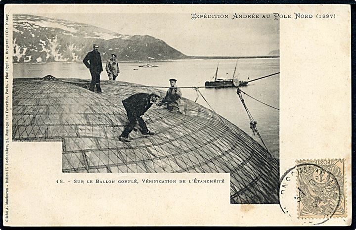 Svalbard. Andrée’s flyvning. Ballon på Danskøya 1897. Machuron no. 18 Kvalitet 7
