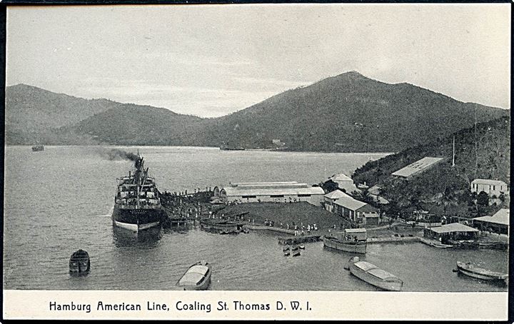 D.V.I., St. Thomas, Hamburg-Amerika Linie coaling med dampskib. Lightbourn no. 24. Kvalitet 9