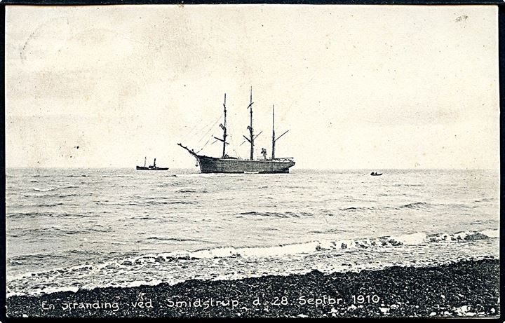Norge. “Agra”, barkskib af Kristiania strandet ved Smidstrup d. 28.9.1910. K. Poulsen no. 23774. Kvalitet 8