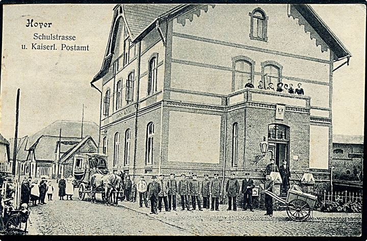 Højer, Kaiserl. Postamt og Schulstrasse. A. M. Hansen no. 1088. Kvalitet 8
