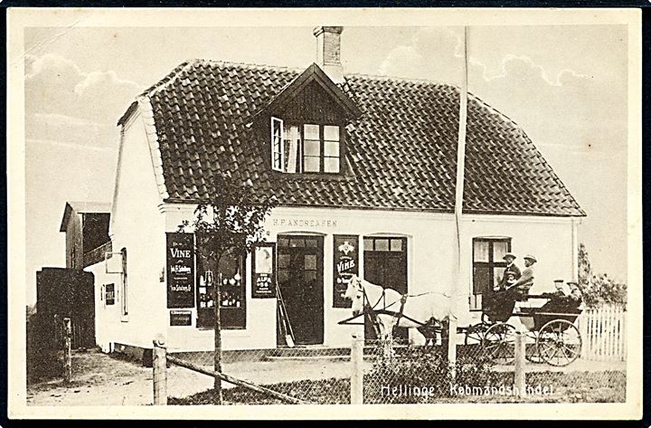 Hellinge, H. P. Andreasen’s købmandshandel. Stenders no. 45349. Kvalitet 8