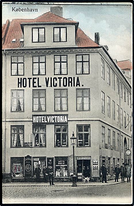 Købh., Store Strandstræde 20 med “Hotel Victoria”. U/no. Kvalitet 8