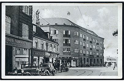 Odense, Sankt Knuds Kirkestræde og hj. af Klaregade med Kreditforeningen. Stenders no. 544. Kvalitet 8