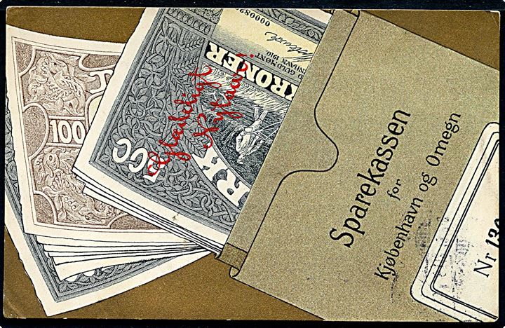 A. Vincent serie 305/4. Sparekassebog med penge. Kvalitet 7