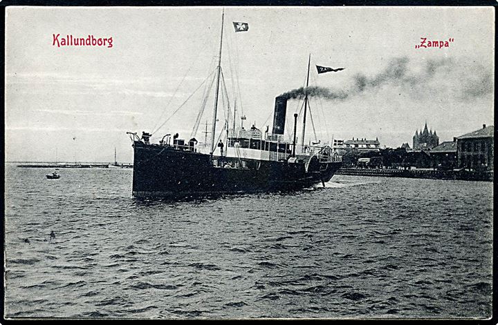 “Zampa”, S/S, DFDS hjuldamper forlader Kalundborg. Warburg no. 4078. Kvalitet 8
